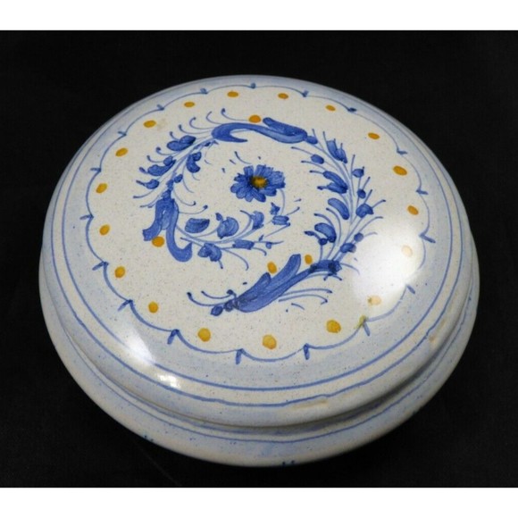 Vintage Porcelain Ceramic Flower Trinket Box Dipinto A Mano Italy Hand Painted - Picture 1 of 12